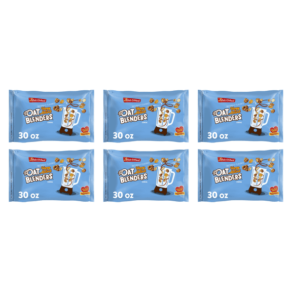 Malt-O-Meal Honey & Oat Blenders with Almonds Breakfast Cereal, Family Size Bag, Crunchy 30oz (Pack 6)