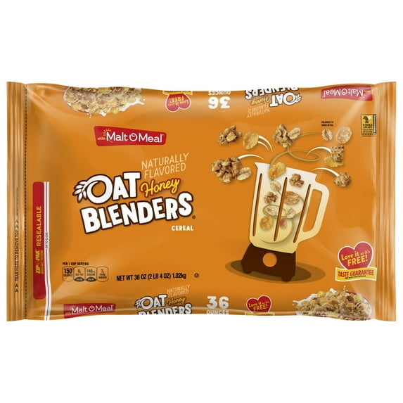 Malt-O-Meal Oat Blenders Honey Cereal, Honey Flavored Breakfast Cereal, 36 OZ Resealable Bag