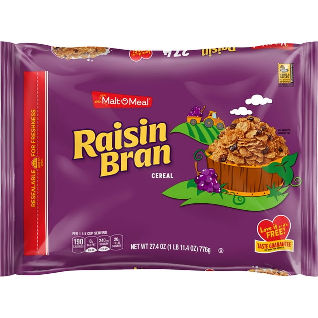 MaltOMeal Raisin Bran Breakfast Cereal, Family Size, 27.4 oz Bag