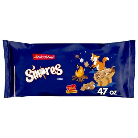 Malt-O-Meal S'mores Breakfast Cereal, Smores Cereal, Crunchy 47 oz Resealable Bag