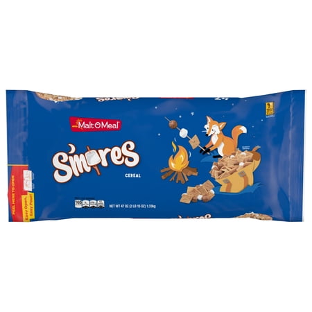 Malt-O-Meal S'mores Breakfast Cereal, Smores Cereal, Crunchy 47 oz Resealable Bag