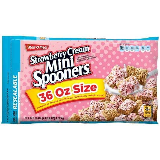 Malt O Meal Strawberry Cream Mini Spooners Cereal, 36 Ounce -- 8 per case