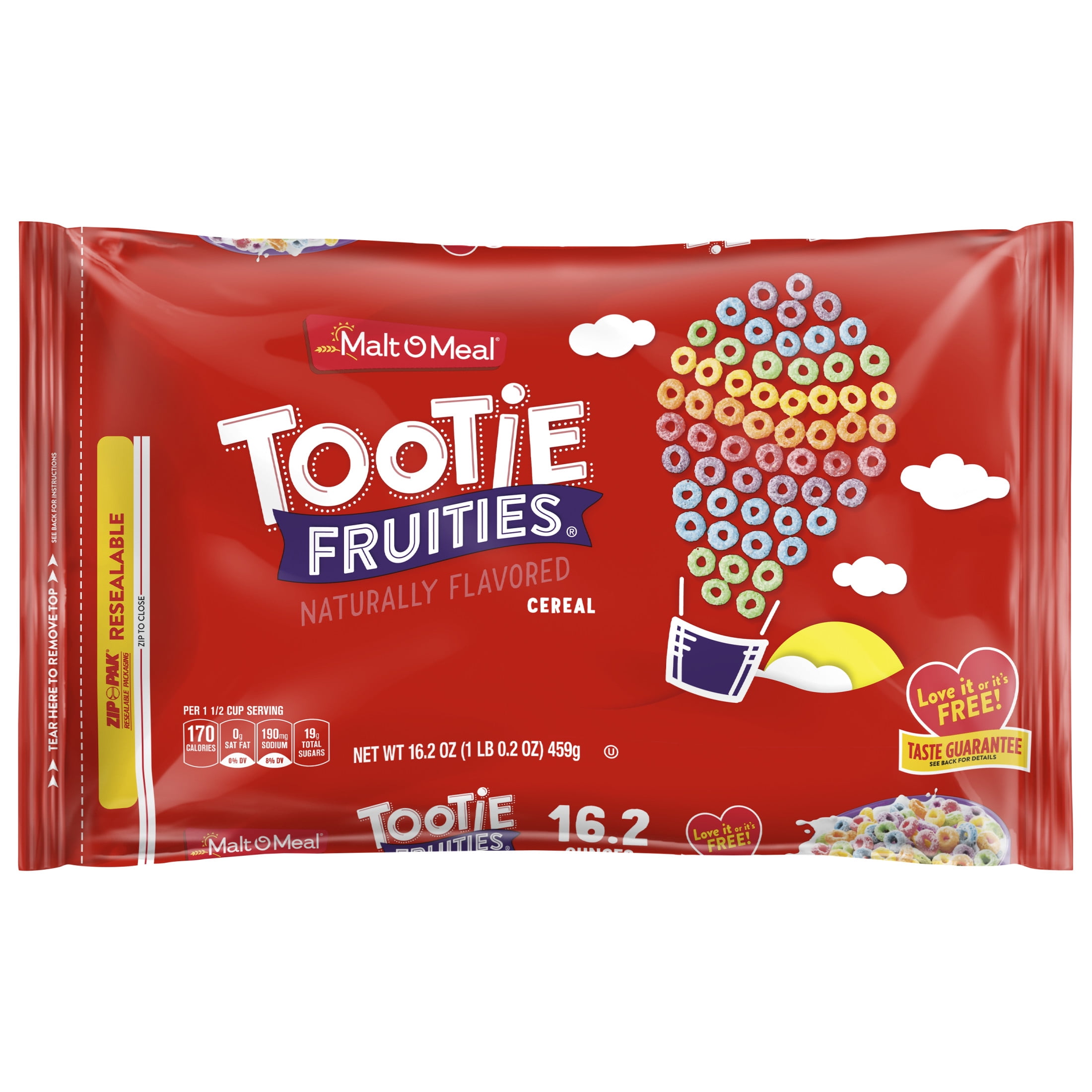 Malt-O-Meal, Tootie Fruities Breakfast Cereal, 16.2 oz Plastic Bag