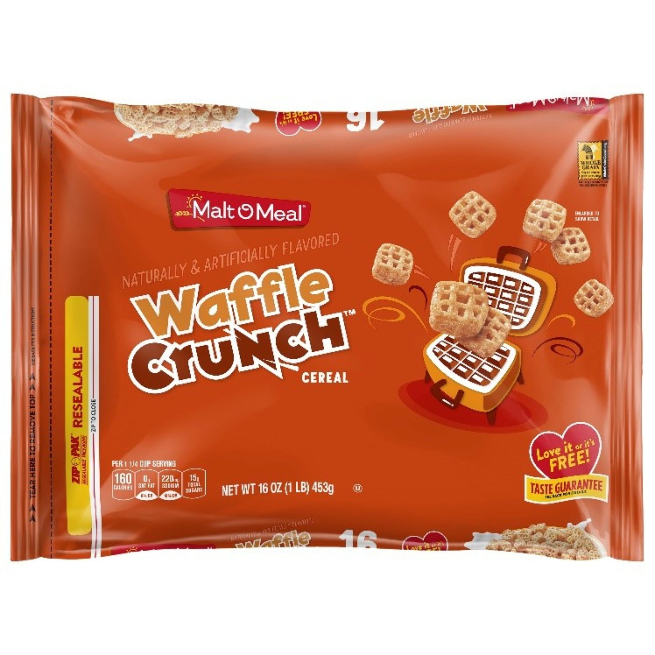 MaltOMeal Waffle Crunch Breakfast Cereal, 16 oz Bag