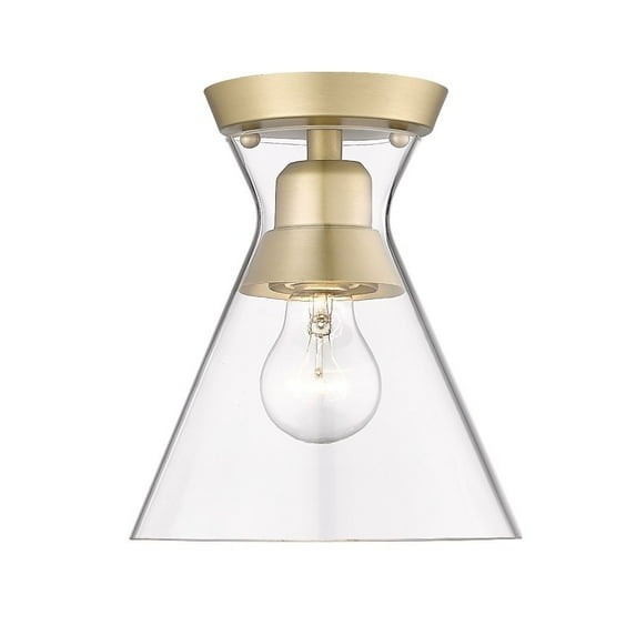 Malta 1-Light Metal Flush Mount in Brushed Champagne Bronze with Clear Glass