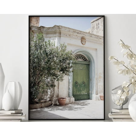 Malta City Green Olive Tree Minimalist Office Poster , Poster Print Only