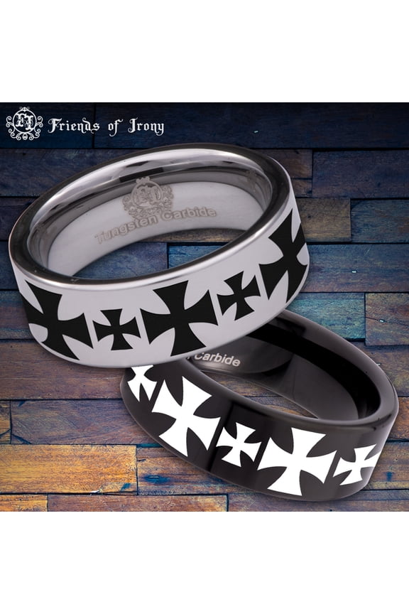 Malta Cross Tungsten Carbide Ring