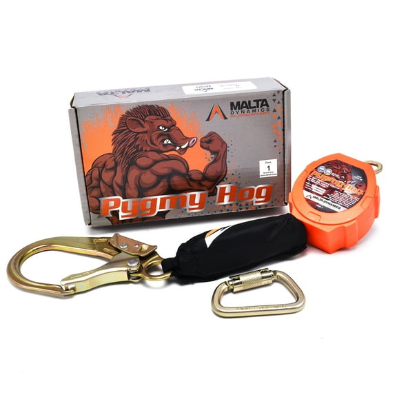 Malta Dynamics 11′ Pygmy Hog Web Class 2-P Self-Retracting Lifeline with Rebar Hooks