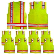 Malta Dynamics High Vis Yellow Safety Surveyor Vest, OSHA/ANSI Compliant, Large, 10 Pack