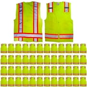 Malta Dynamics High Vis Yellow Safety Surveyor Vest, OSHA/ANSI Compliant, Medium, 50 Pack