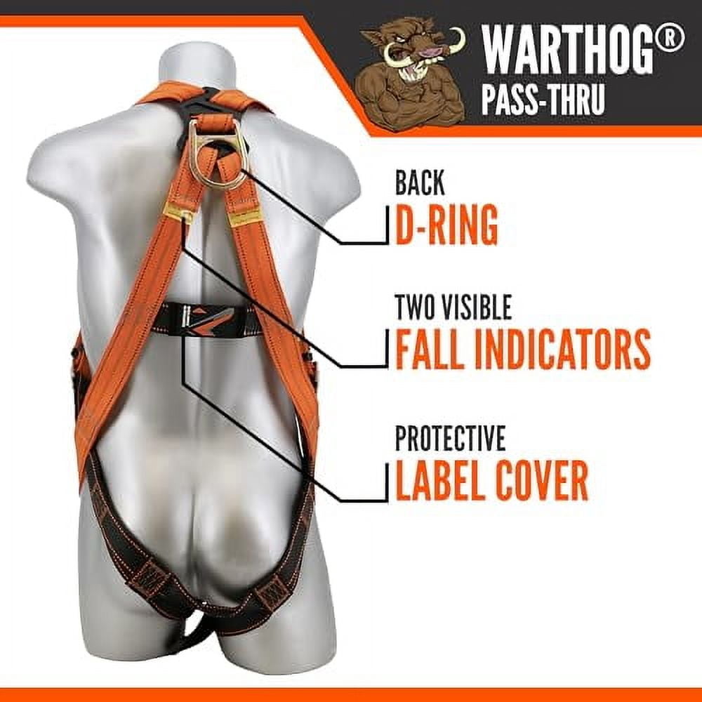Malta Dynamics Warthog Safety Harness Fall Protection, Pass-Thru Leg ...