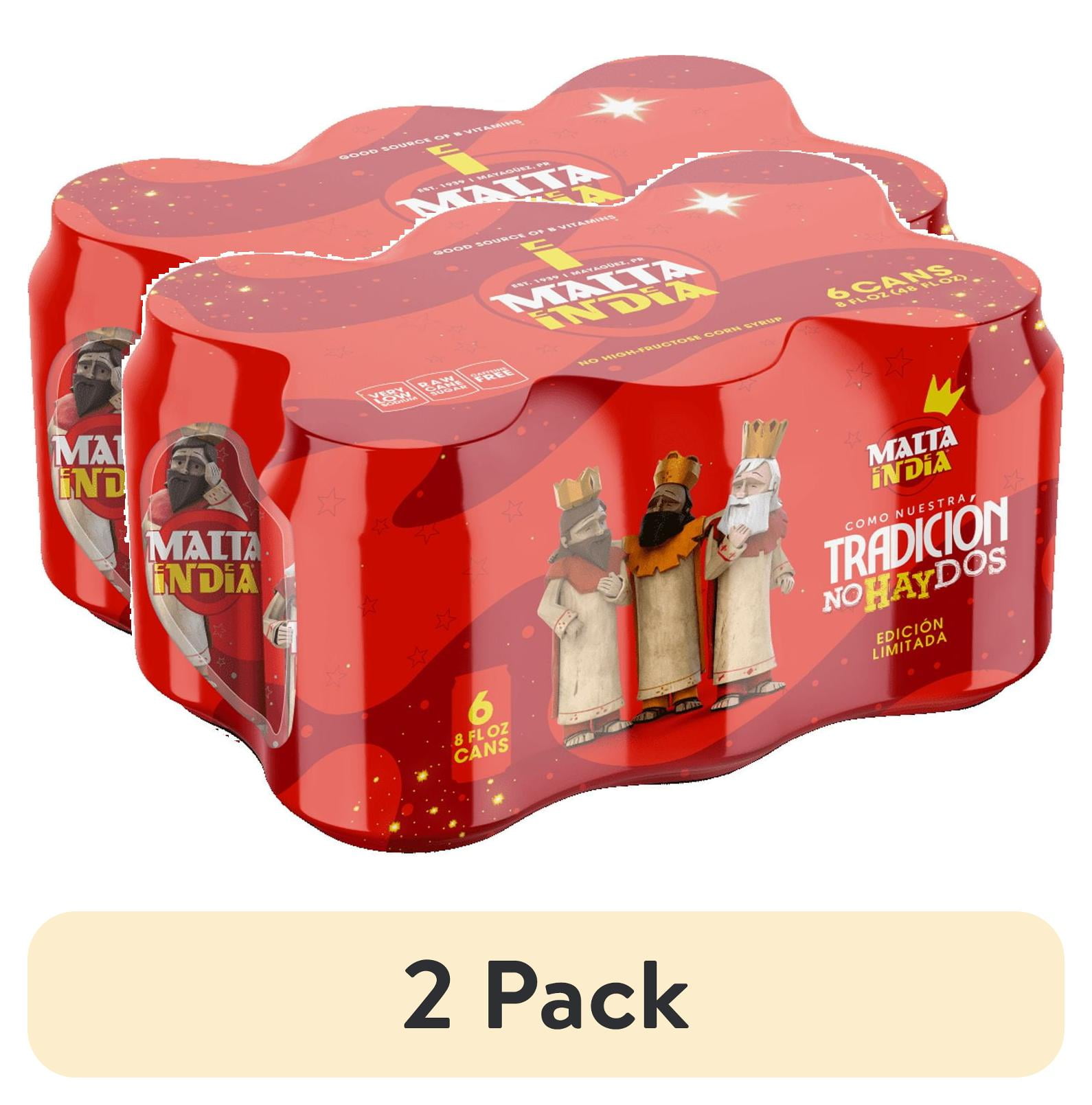 (2 pack) Malta India Malt Beverage 6 Pack 8 fl oz Aluminum Can, Allergens Not Contained