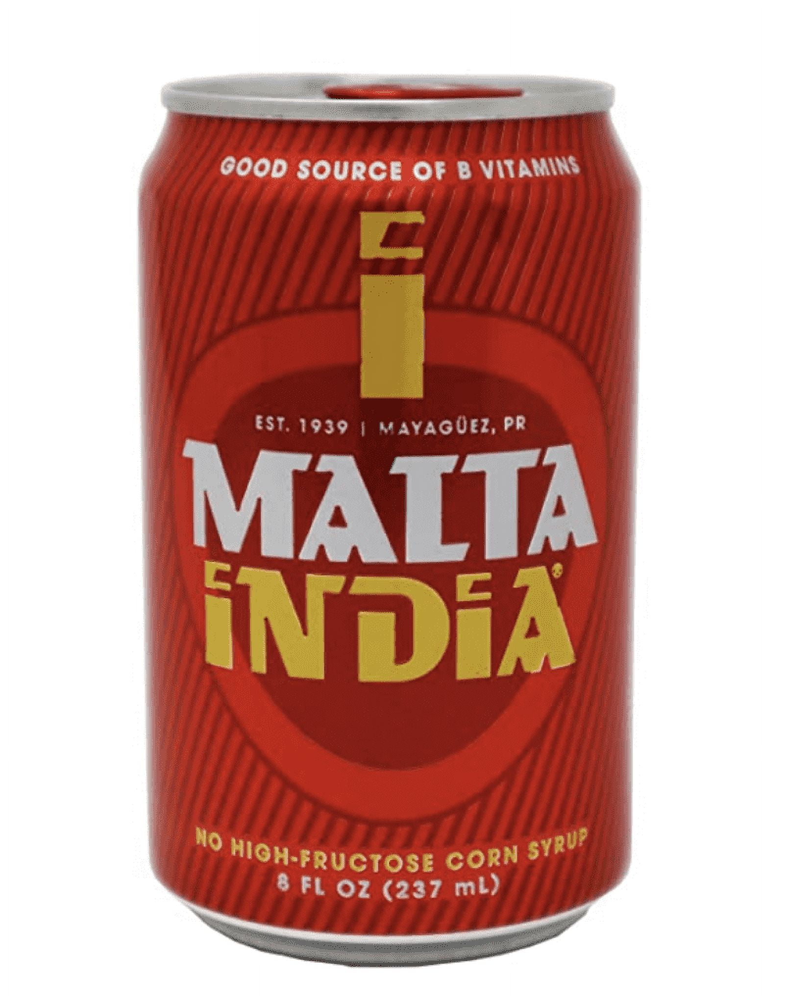 Malta India - Malt Beverage Non Alcoholic Original from Puerto Rico / Soda 8 oz Can - 6 Pack