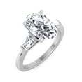 thumbnail image 1 of Malta - Moissanite Oval Cut Lab Diamond Engagement Ring with Tapered Baguette Side Stones, 1 of 4