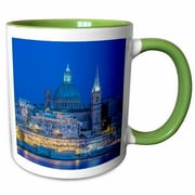 Malta, Valletta, Historic Skyline at Dusk 15oz Two-Tone Green Mug mug-277698-12