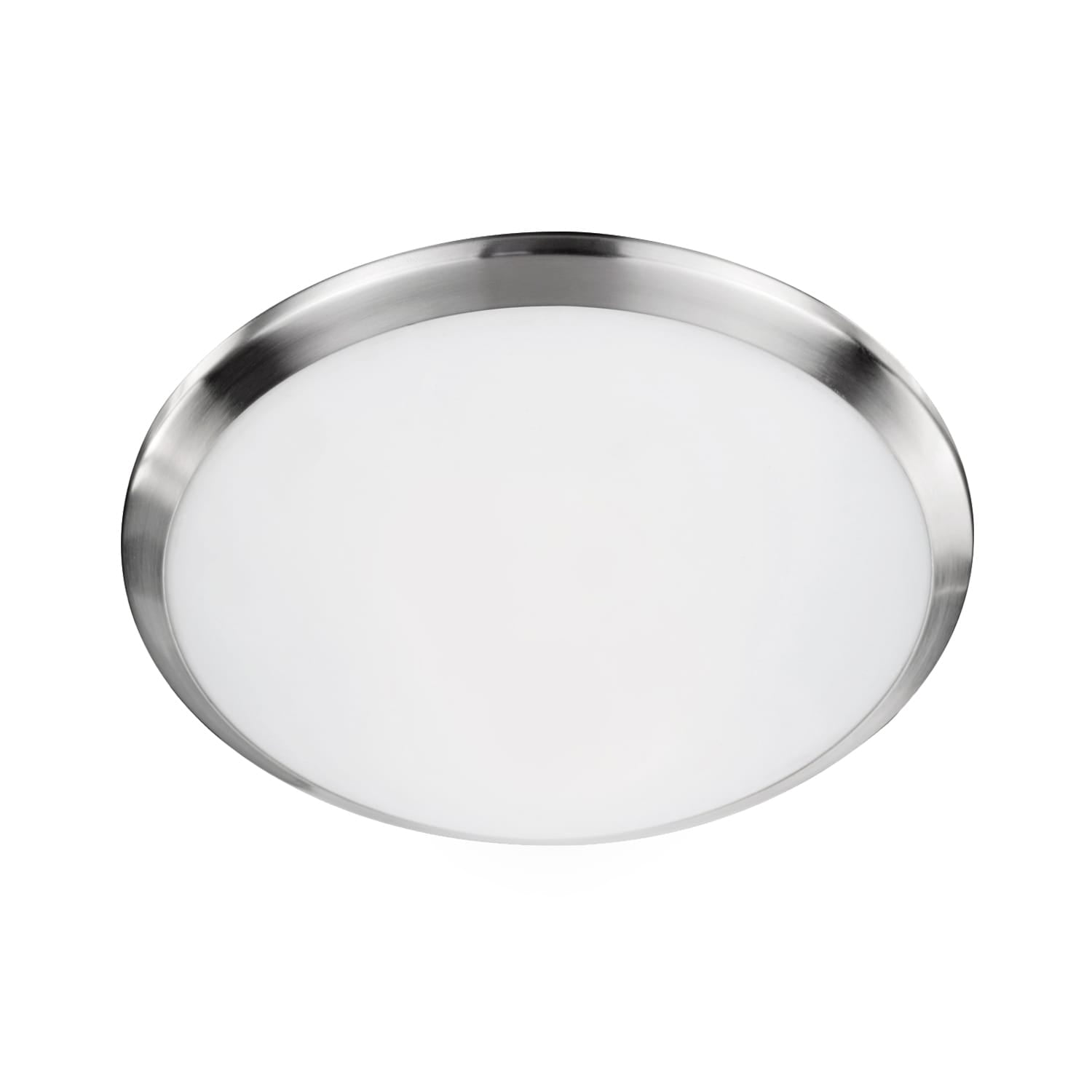 Malta 12" Sleek White Opal Glass LED Flush Mount in Brushed Nickel