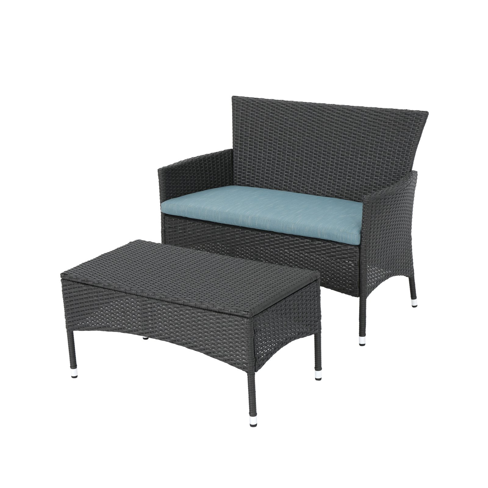 Malta Wicker Patio Loveseat with Coffee Table