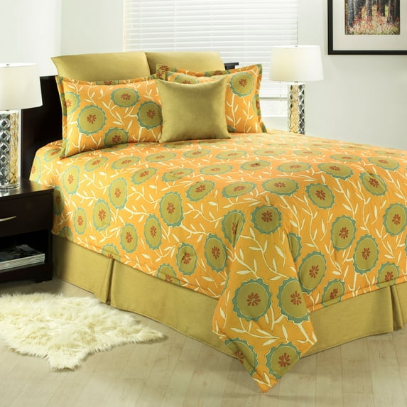 Malta floral comforter set Green California King 4 Piece
