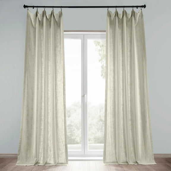 Malted Cream Heavy Faux Linen Curtain (1 Panel), Malted Cream, 50W X 108L