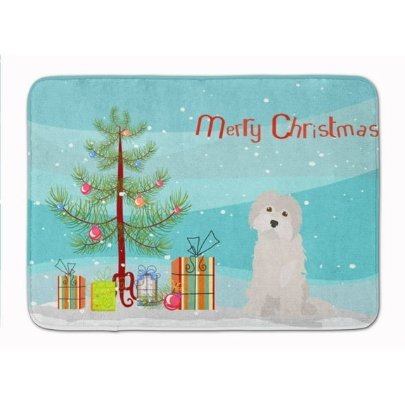 Maltese #2 Christmas Tree Machine Washable Memory Foam Mat