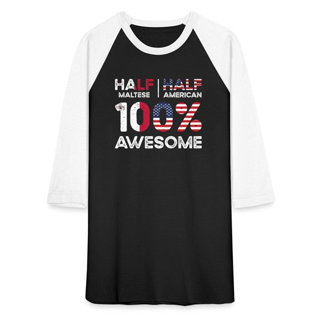 Maltese American Patriot Usa Grown Malta Us Flag Unisex Baseball T