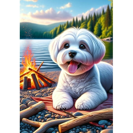 Maltese - Best of Breed DCR Summer Camping Outdoor Garden Flag 12" x 17"