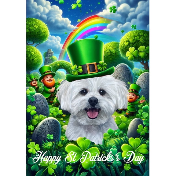 Maltese - Best of Breed Saint Patricks Day Outdoor Garden Flag 12" x 17" Mailbox Flag Dog Flag