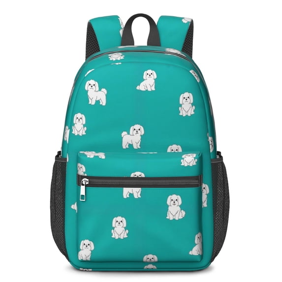 Maltese Blue Pattern 17" School Backpacks for Teens,Waterproof Oxford Fabric,S-Shape Padded Straps for School,Travel,Hiking,Camping