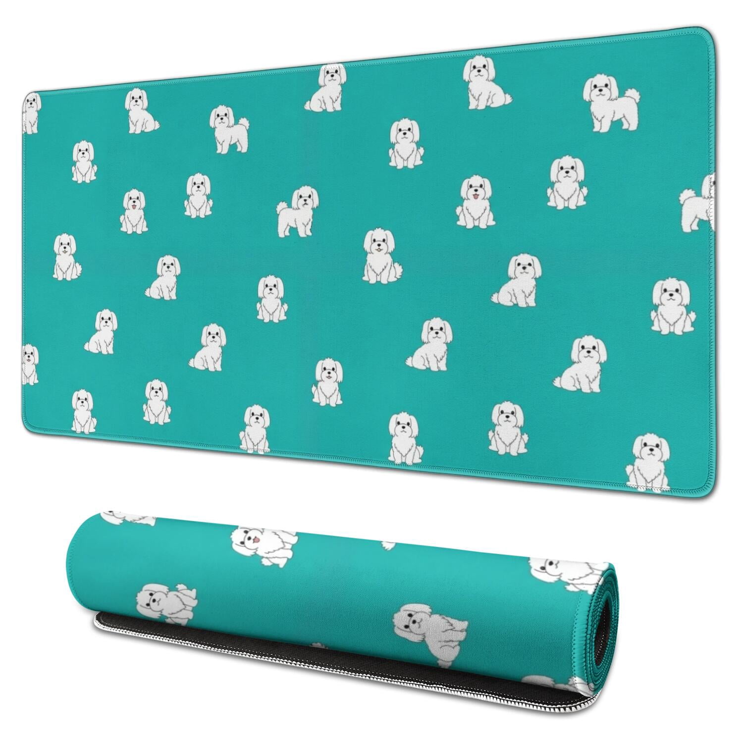 Maltese Blue Pattern Extended Large Mouse Pad, Gaming Desk Pad with Non ...