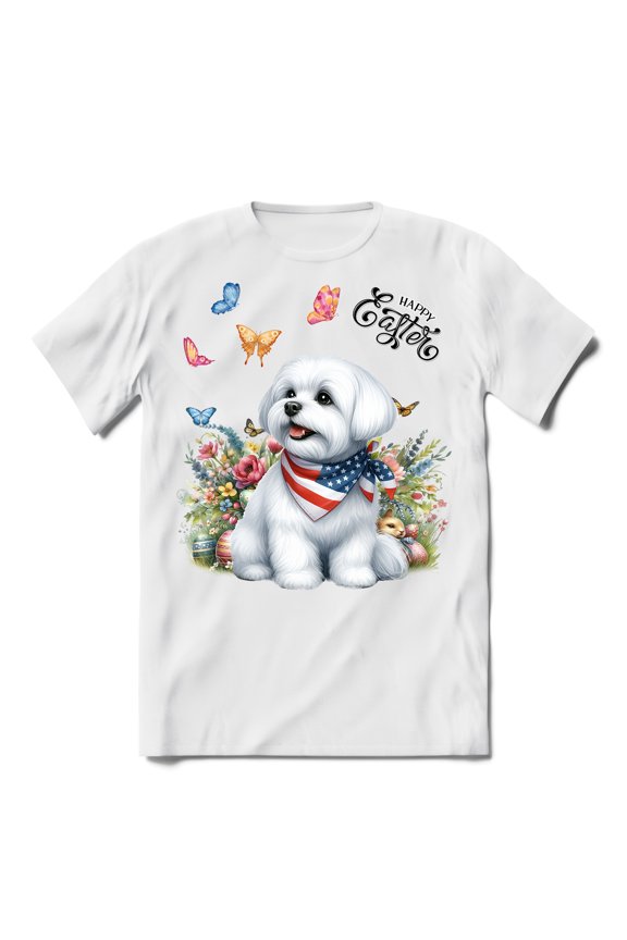 Maltese Celebrates Spring and Enjoys a Happy Easter Shirt T-shirt Unisex Merch Maltese Dog Lover Gifts Idea - 02001