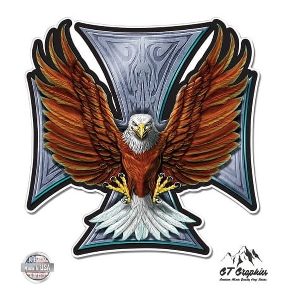 Maltese Cross Eagle - 5" Vinyl Sticker - For Car Laptop I-Pad - Waterproof Decal