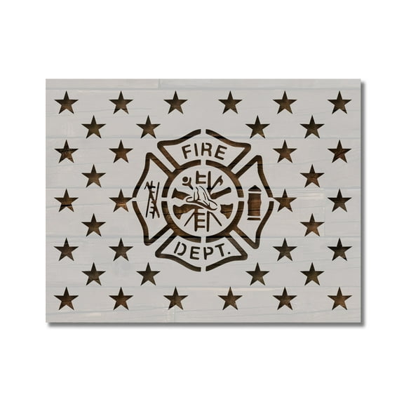 Maltese Cross Fire Department 50 Star Flag Union Stencil Template Reusable 8.5 x 11 Inches for Painting on Walls, Wood, Arts and Crafts by Stencilville