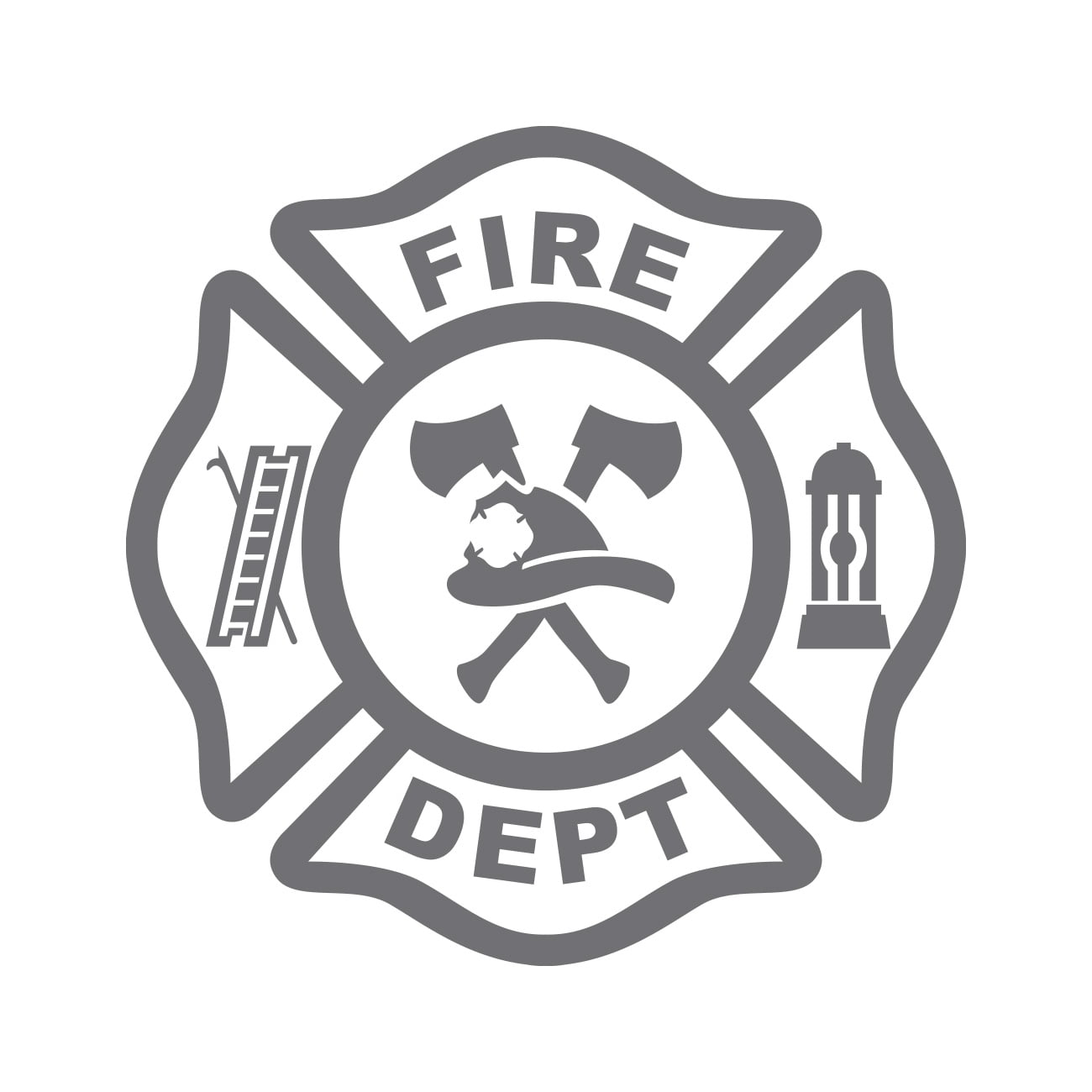 Fire Department Maltese Cross Vinyl Sticker - 5 Inch Waterproof Decal For Car, Laptop, Toolbox