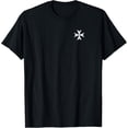 thumbnail image 1 of Maltese Cross small breastpocket white print T-shirtMen's and women's gift, black and white T-shirt, size: Extra large S-4XL, 1 of 4