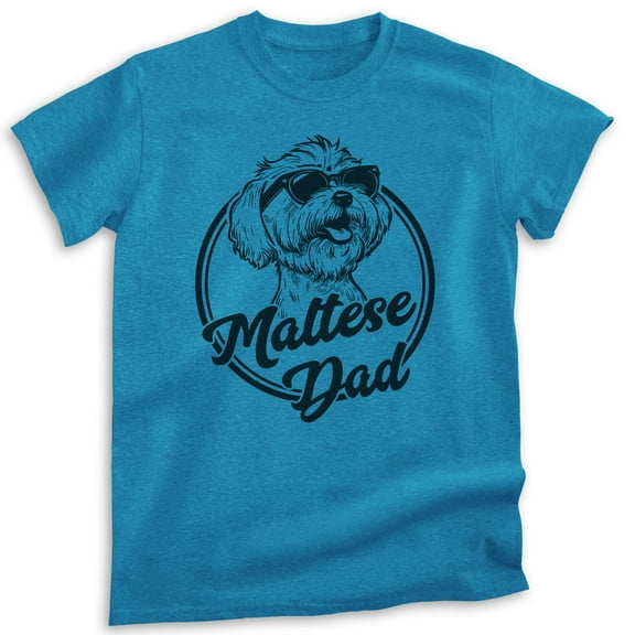 Maltese Dad, Unisex Men's Shirt, Maltese Owner, Funny Dog Dad Gift, Heather Blue, Large