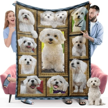 Maltese Dog Blanket, Fleece Throw Blanket for Couch Bed, Soft Cozy Warm Flannel Blankets and Throws for Sofa Living Room, Gifts for Dog Lovers, 60" x 80" Twin Size