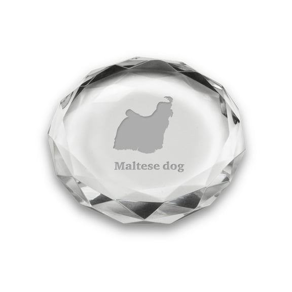 Maltese Dog Deep Etched Paperweight