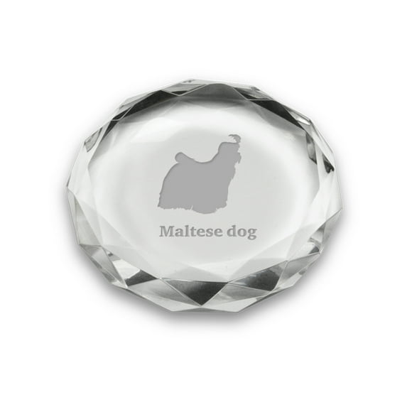 Maltese Dog Deep Etched Paperweight