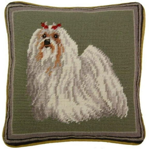 Maltese Dog Needlepoint/Petit Point 10x10 Pillow