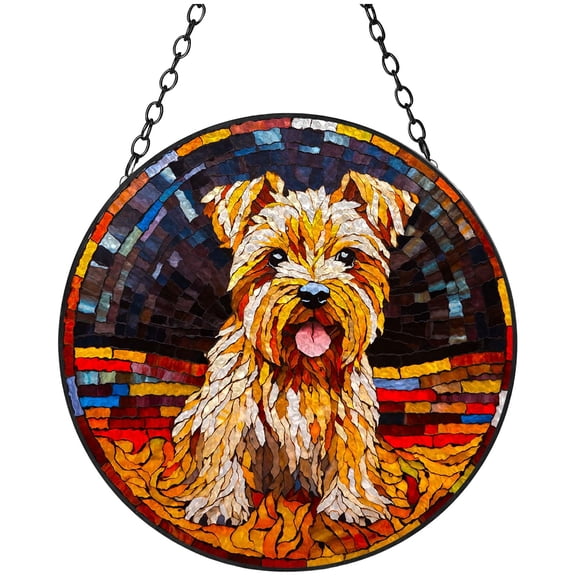 Maltese Dog Portrait Stained Glass Suncatcher Window Hangings Colored Handmade Glass Suncatcher Crafts Kits for Indoor Garden Christmas Decoration 16x16cm(9)