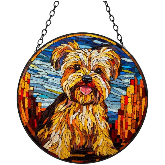 Maltese Dog Portrait Stained Glass Suncatcher Window Hangings Colored Handmade Glass Suncatcher Crafts Kits for Indoor Garden Christmas Decoration 16x16cm(13)