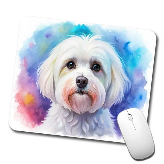 Maltese Dog Watercolor Style Mouse Pad Low Profile Gaming Mat