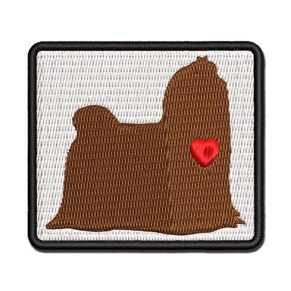 Maltese Dog with Heart Applique Multi-Color Embroidered Iron-On Patch - 3 Inch Medium
