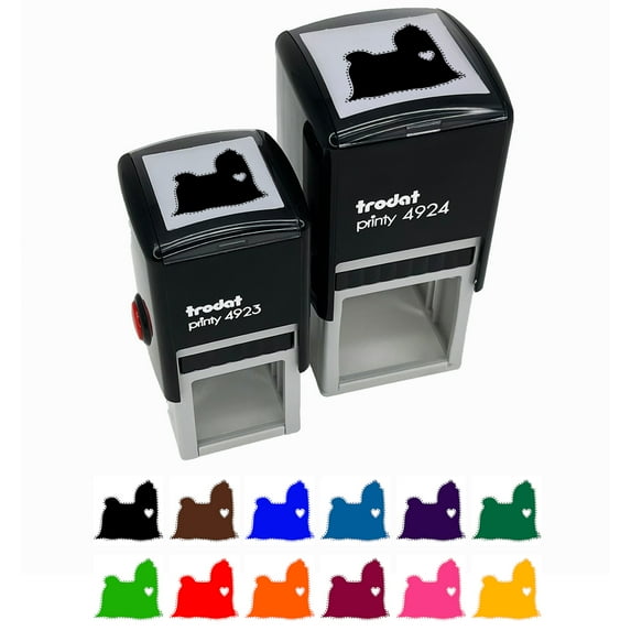 Maltese Dog with Heart Self-Inking Rubber Stamp Ink Stamper - Lime Green Ink - Small 1 Inch