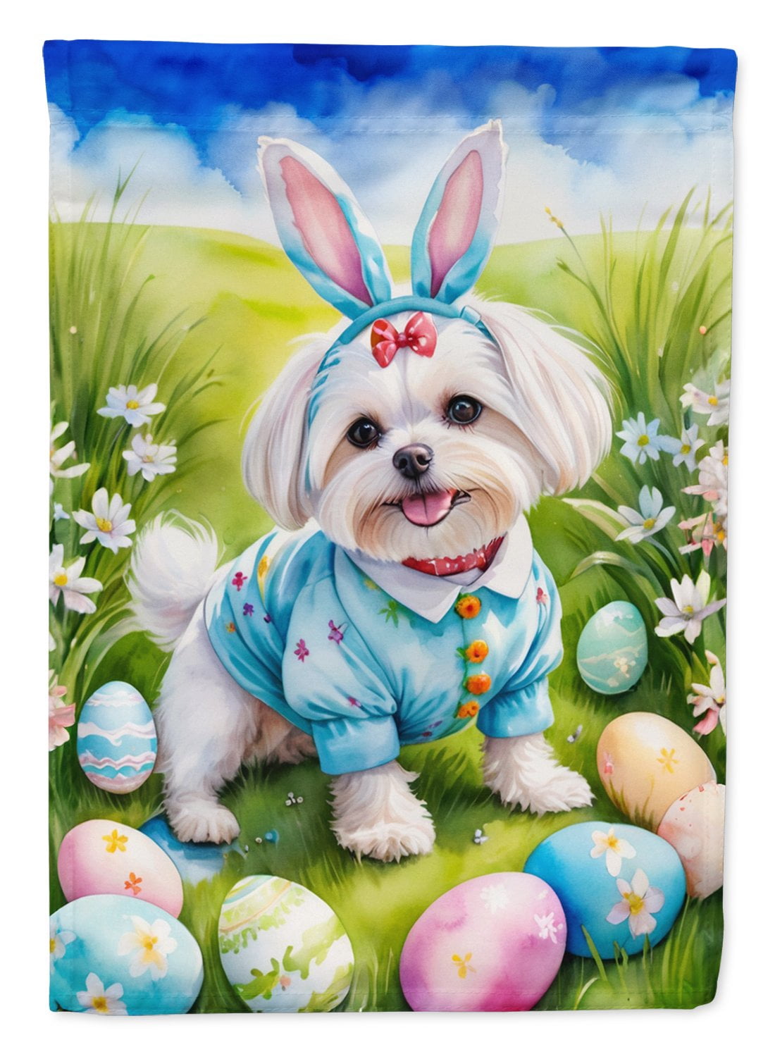 Maltese Easter Egg Hunt Garden Flag 11.25 in x 15.5 in