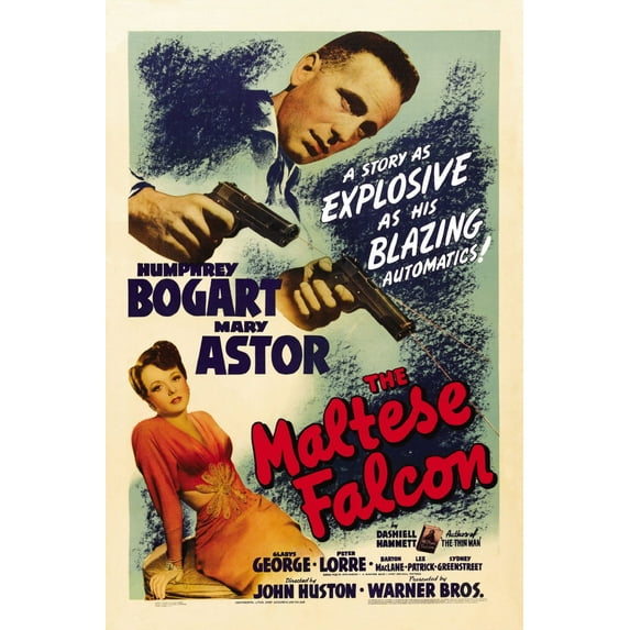 Maltese Falcon Movie Poster 24In x 36In Art Poster 24x36 Multi-Color Square Adults Best Posters