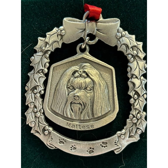 Maltese Fine Pewter Dog Breed Ornament