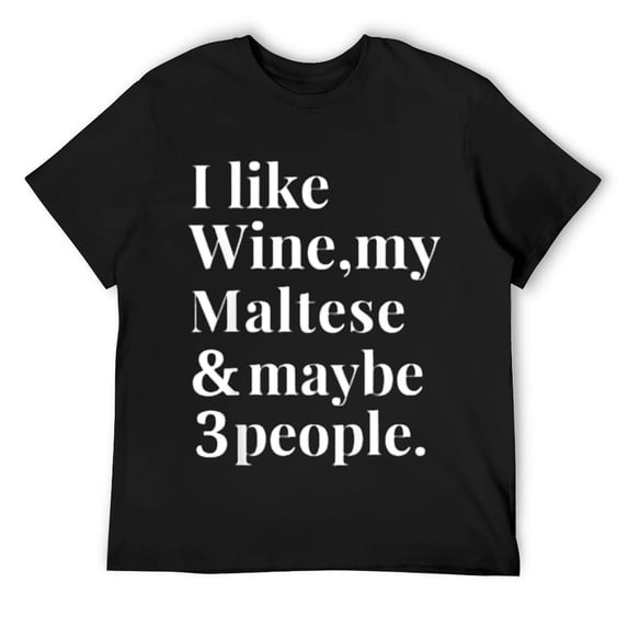 Maltese Funny Dog Owner Wine Lover Gift Women Men T-Shirt Black