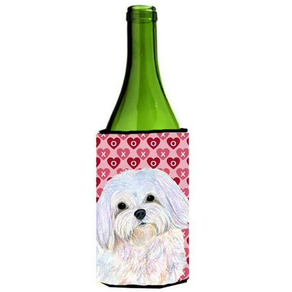 Maltese Hearts Love And Valentines Day Portrait Wine bottle sleeve Hugger - 24 oz.