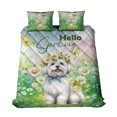 thumbnail image 1 of Maltese Hello Spring Time Flower Floral Nature Quilt Bedding Set Maltese Dog Lover Gifts Idea 1 Blanket Bed Cover 2 Pillowcases - 02031, 1 of 5